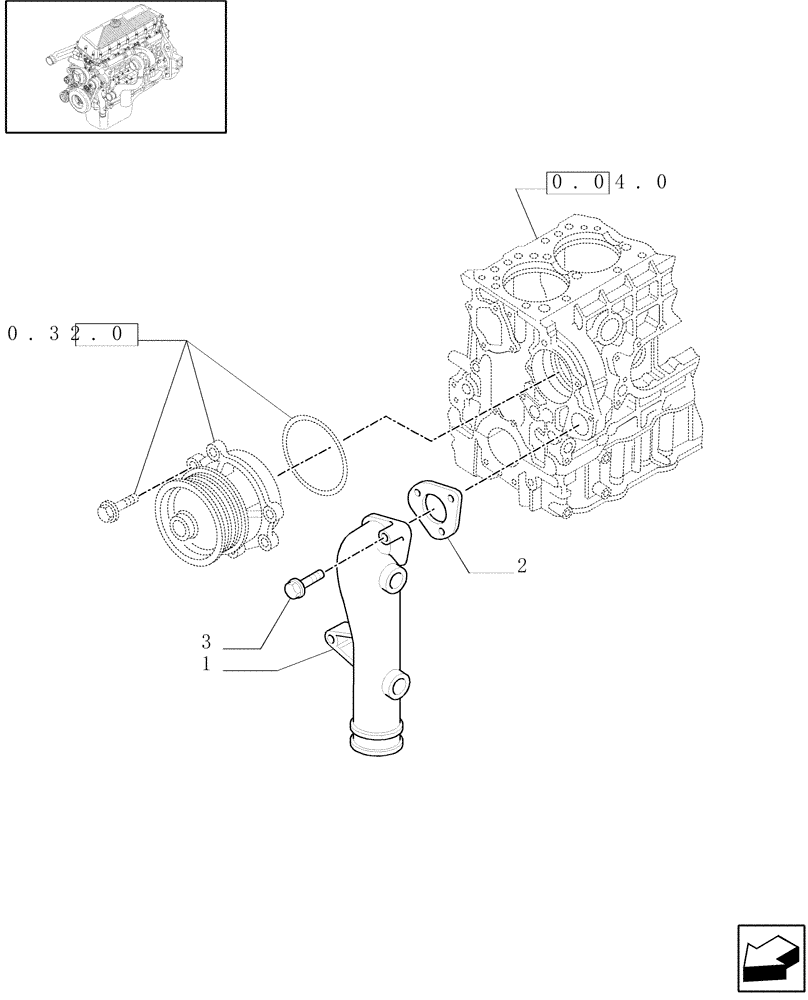 Схема запчастей Case F3AE0684G B001 - (0.32.3[01]) - WATER PUMP PIPES (500387449) 