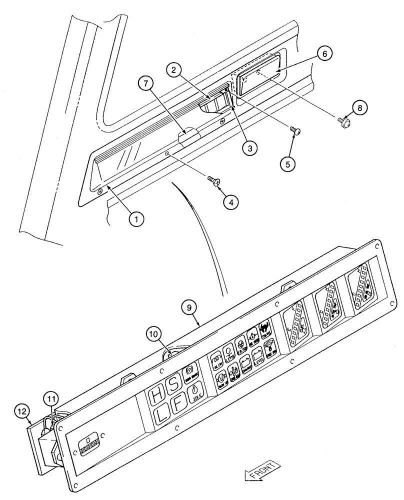 Схема запчастей Case 9050 - (4-12) - INSTRUMENT CLUSTER AND MOUNTING (04) - ELECTRICAL SYSTEMS