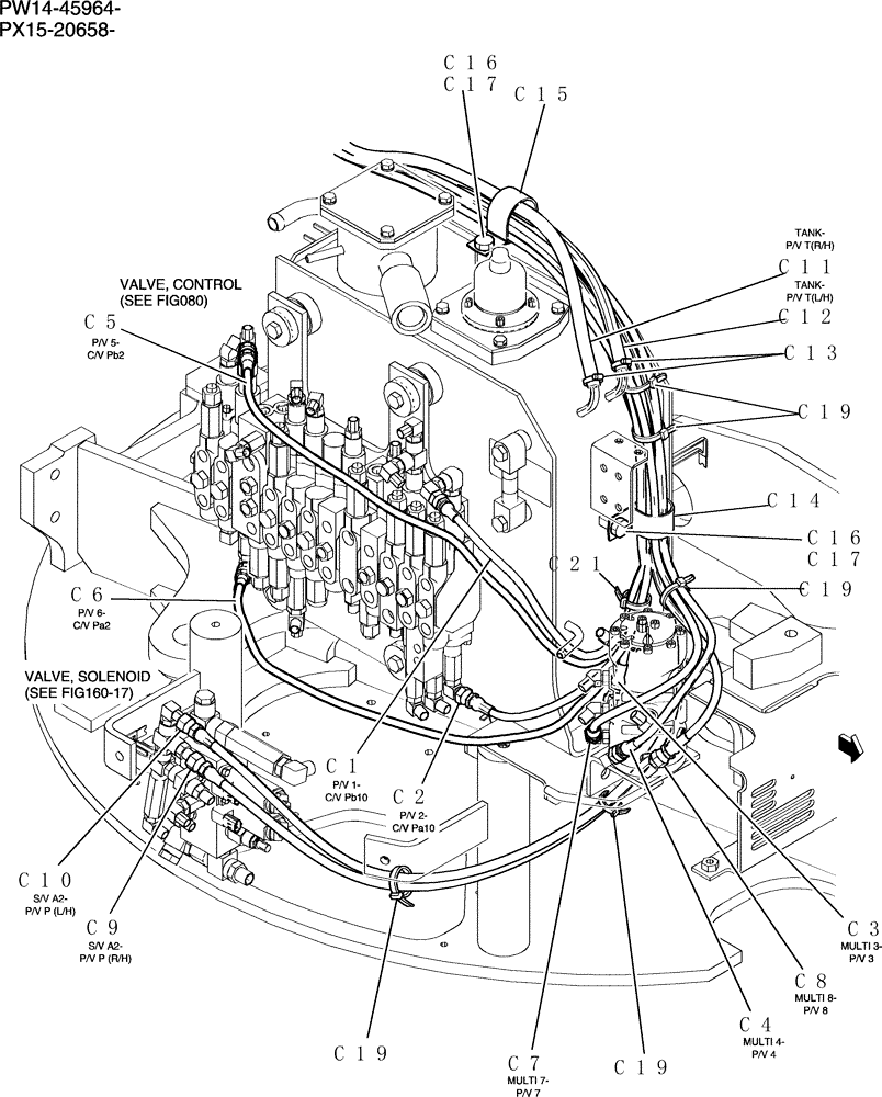 Схема запчастей Case CX31B - (141-60[2]) - CONTROL LINES, REMOTE NIBBLER & BREAKER (00) - GENERAL & PICTORIAL INDEX