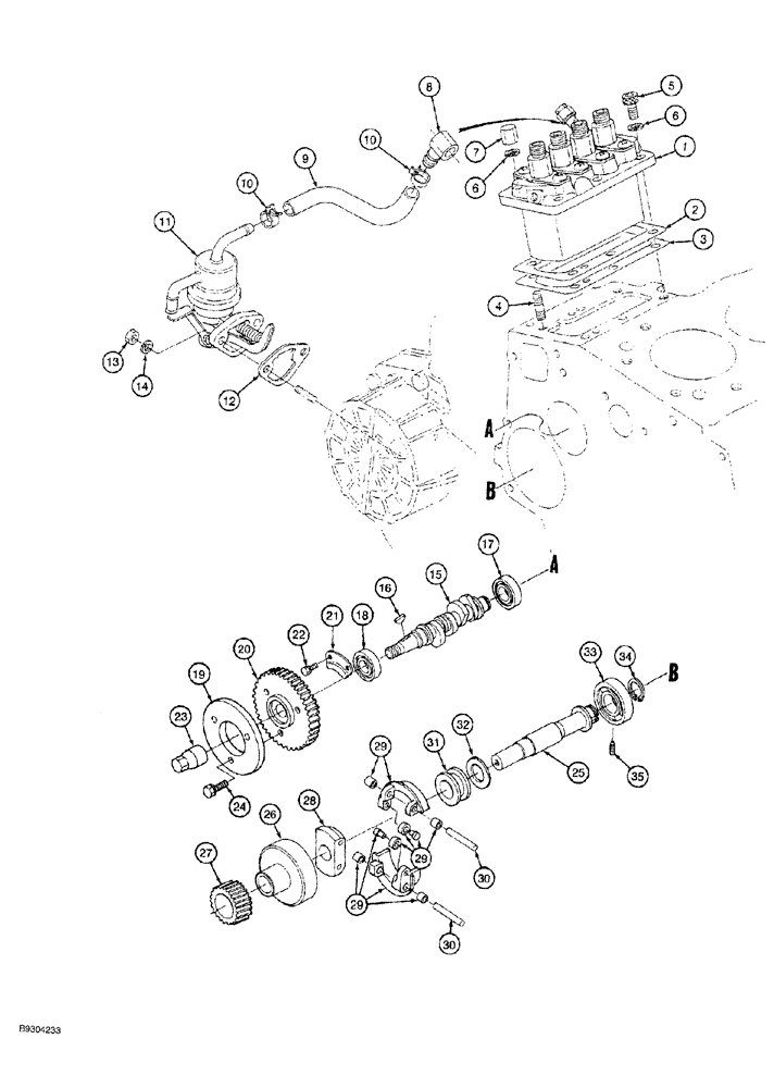 Схема запчастей Case MAXI-SNEAKER - (03-008) - FUEL INJECTION PUMP DRIVE, KUBOTA V1505 ENGINE, KUBOTA V1505-B ENGINE (03) - FUEL SYSTEM