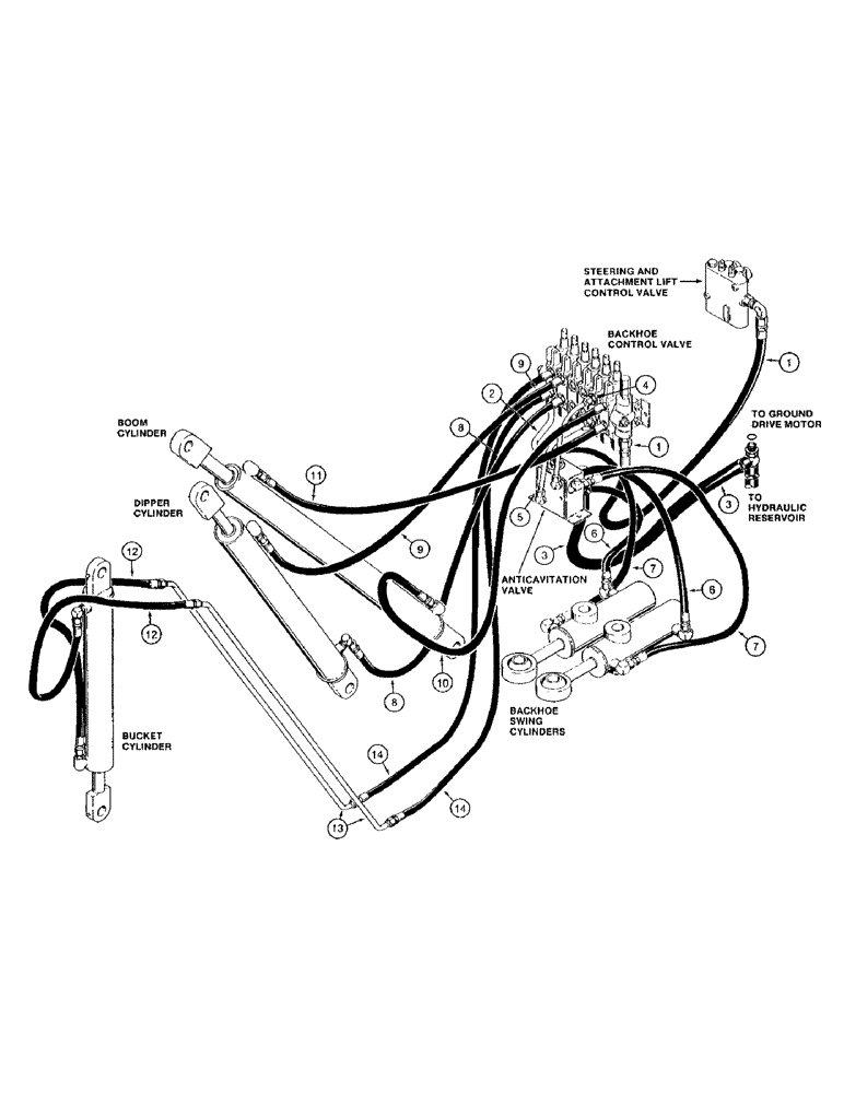 Схема запчастей Case MAXI-SNEAKER C - (1-8) - PICTORIAL INDEX, BACKHOE HYDRUALICS (00) - PICTORIAL INDEX