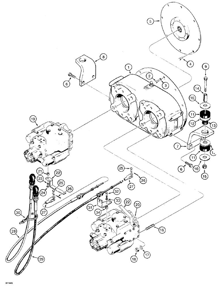 Схема запчастей Case 475 - (112) - SPLITTER BOX, HYDROSTATIC PUMPS, AND CONTROLS (29) - HYDROSTATIC DRIVE