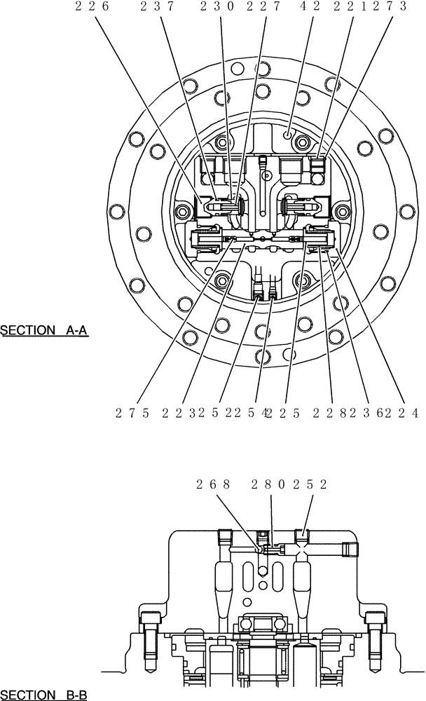 Схема запчастей Case CX50B - (HC370[2]) - MOTOR ASSY, HYD (PROPELLING) (35) - HYDRAULIC SYSTEMS