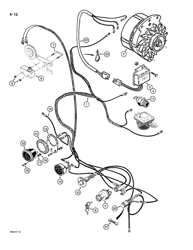 Схема запчастей Case MAXI-SNEAKER C - (4-12) - MAIN WIRING HARNESS AND CONNECTIONS, USED ON MODELS WITH P.I.N. JAF0021856 AND AFTER (04) - ELECTRICAL SYSTEMS