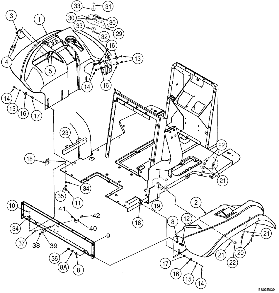 Схема запчастей Case 570MXT - (09-28) - FENDER, REAR - PANEL, REAR CLOSURE (CANOPY MODELS) (IF USED) (09) - CHASSIS/ATTACHMENTS