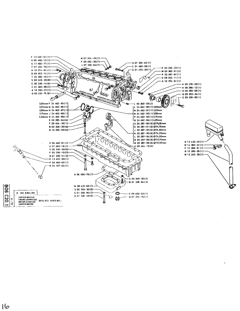 Схема запчастей Case SC150L - (016) - ENGINE CRANKCASE 