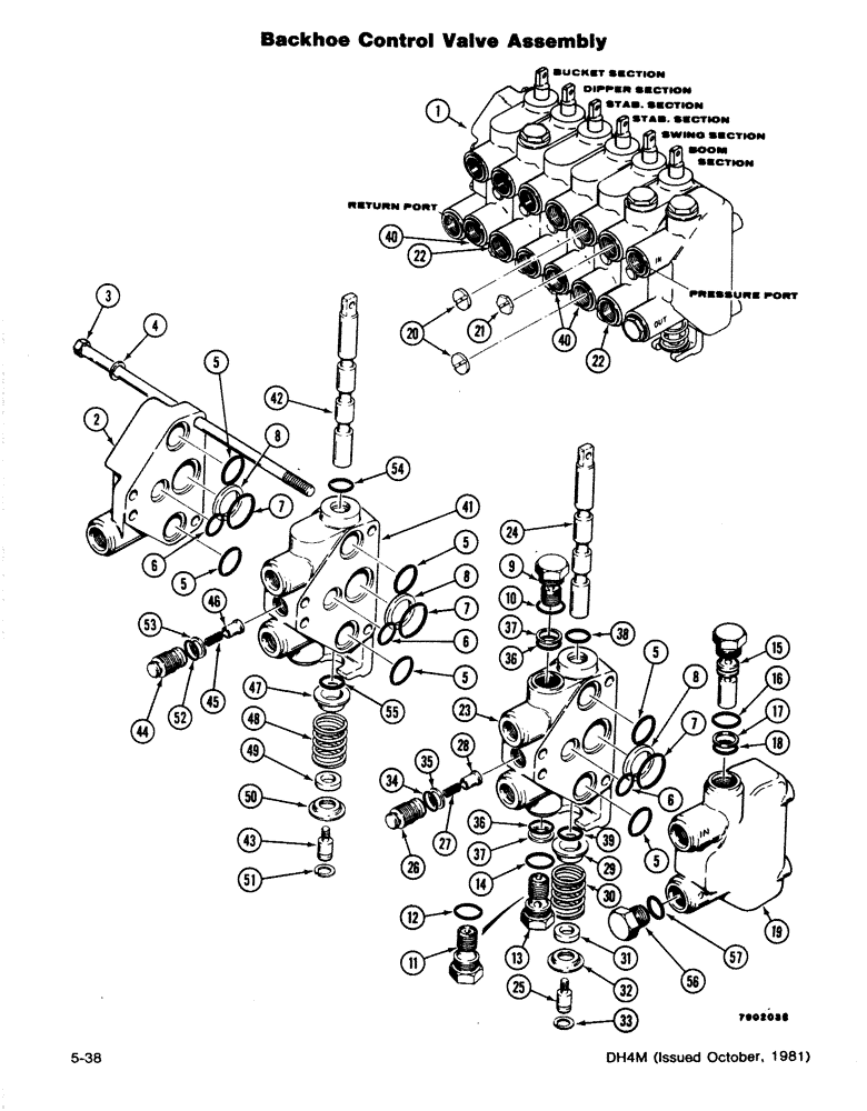 Схема запчастей Case DH4 - (5-38) - BACKHOE CONTROL VALVE ASSEMBLY (35) - HYDRAULIC SYSTEMS