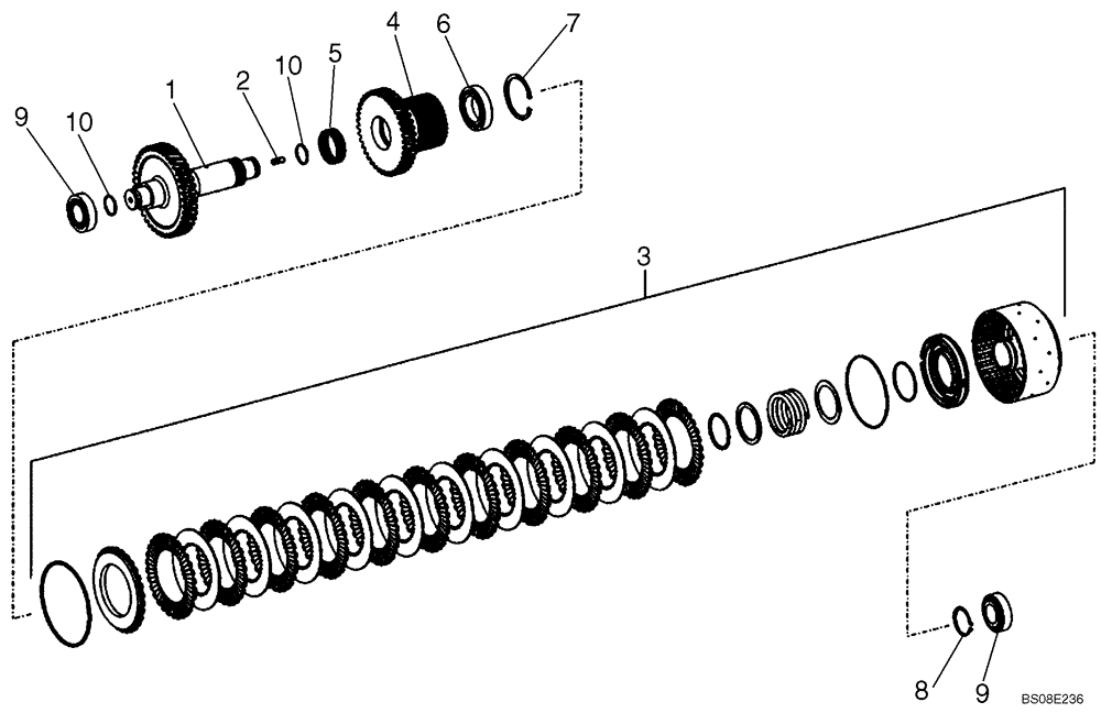 Схема запчастей Case 821E - (06-27) - TRANSMISSION - CLUTCH ASSY, FORWARD - P.I.N. N7F203144 AND AFTER (06) - POWER TRAIN