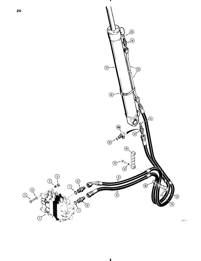 Схема запчастей Case 35 - (020) - DIPPER CYLINDER HYDRAULIC CIRCUIT 