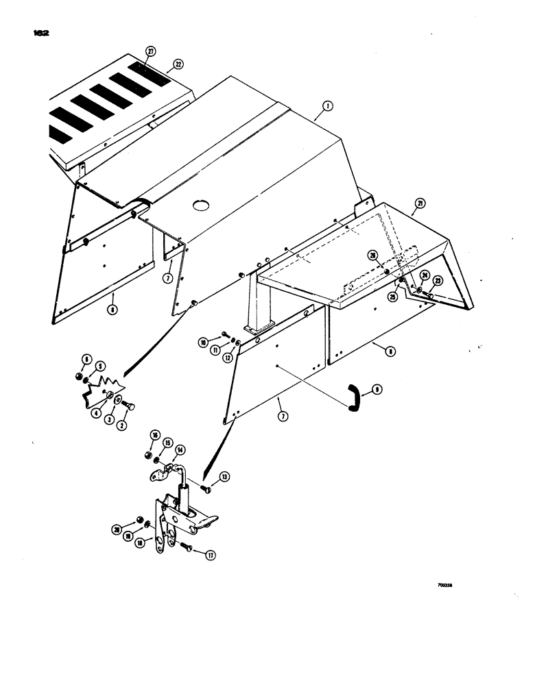 Схема запчастей Case W24 - (162) - HOOD, REAR FENDERS AND SIDE PANELS (09) - CHASSIS