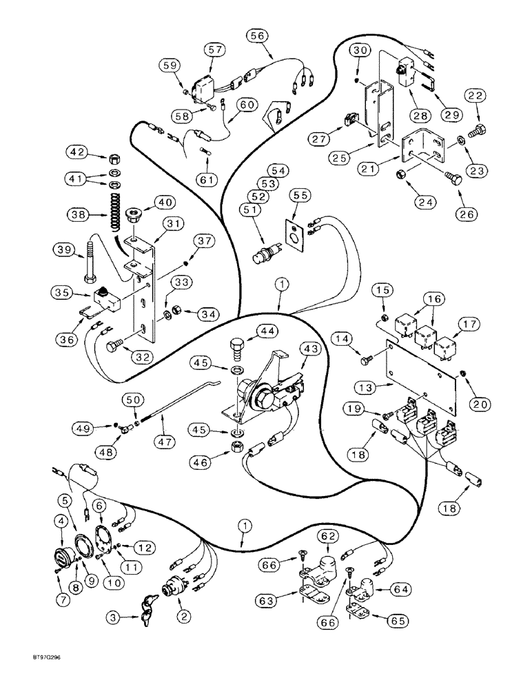 Схема запчастей Case TF300 - (4-12) - MAIN WIRING HARNESS AND CONNECTIONS, WITH SEAT INTERLOCK (04) - ELECTRICAL SYSTEMS