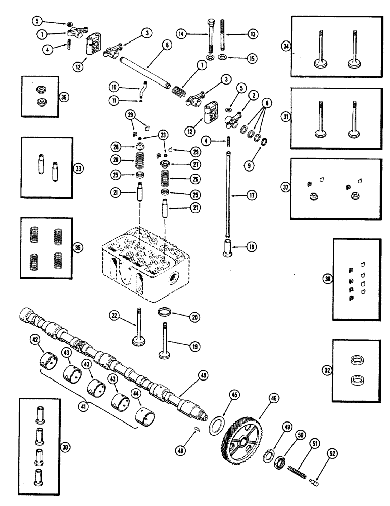 Схема запчастей Case W8E - (036) - VALVE MECHANISM & CAMSHAFT, (377B) SPARK IGNITION ENGINE (02) - ENGINE