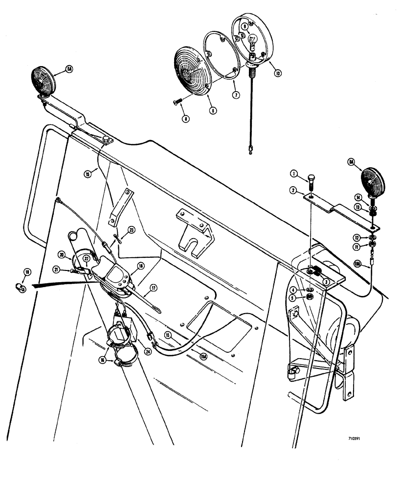 Схема запчастей Case W20 - (262) - TURN SIGNALS AND FLASHER LIGHTS USED ON MODELS WITHOUT CAB USED BEFORE TRACTOR S.N. 9115403 (04) - ELECTRICAL SYSTEMS