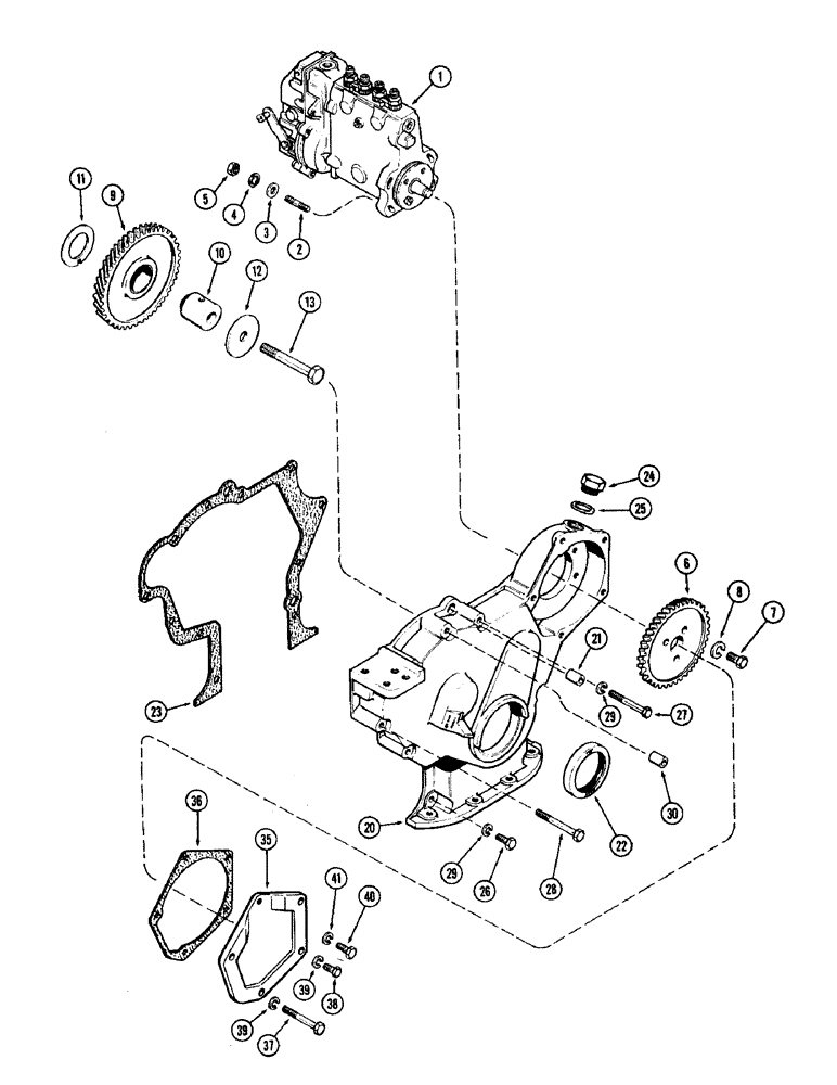 Схема запчастей Case 600 - (048) - INJECTION PUMP DRIVE, (336BD) AND (336BDT) DIESEL ENGINES (01) - ENGINE