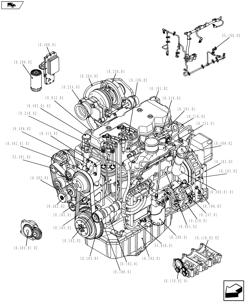 Схема запчастей Case F4HE0484G J102 - (10.000.01[01]) - ENGINE (84473214) (10) - ENGINE
