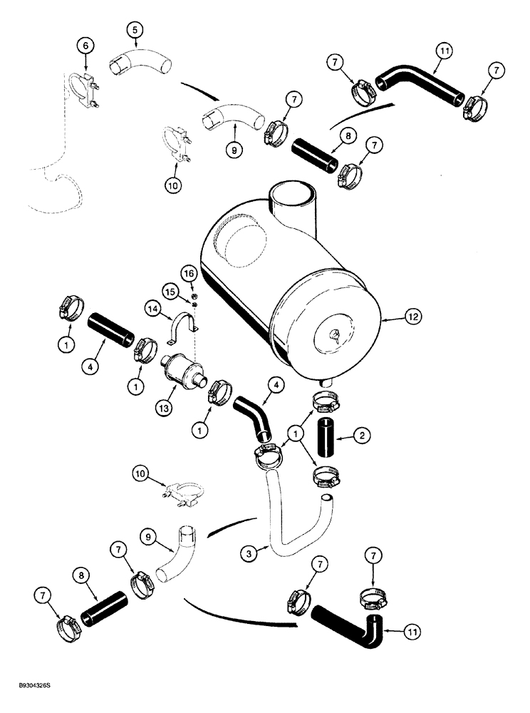 Схема запчастей Case 921 - (2-005A) - AIR INDUCTION SYSTEM, AIR CLEANER TO MUFFLER (02) - ENGINE