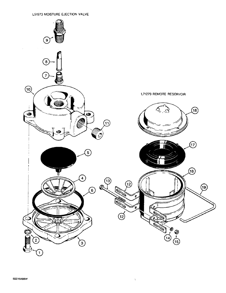 Схема запчастей Case W36 - (7-356) - L51573 MOISTURE EJECTION VALVE (07) - BRAKES