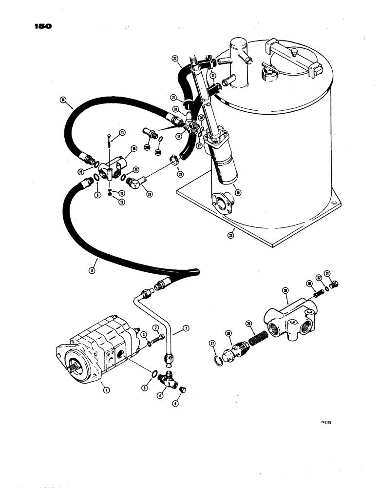 Схема запчастей Case W24B - (150) - STEERING PRESSURE LINE HYDRAULICS, STEERING PRESSURE LINE HYDRAULICS (05) - STEERING