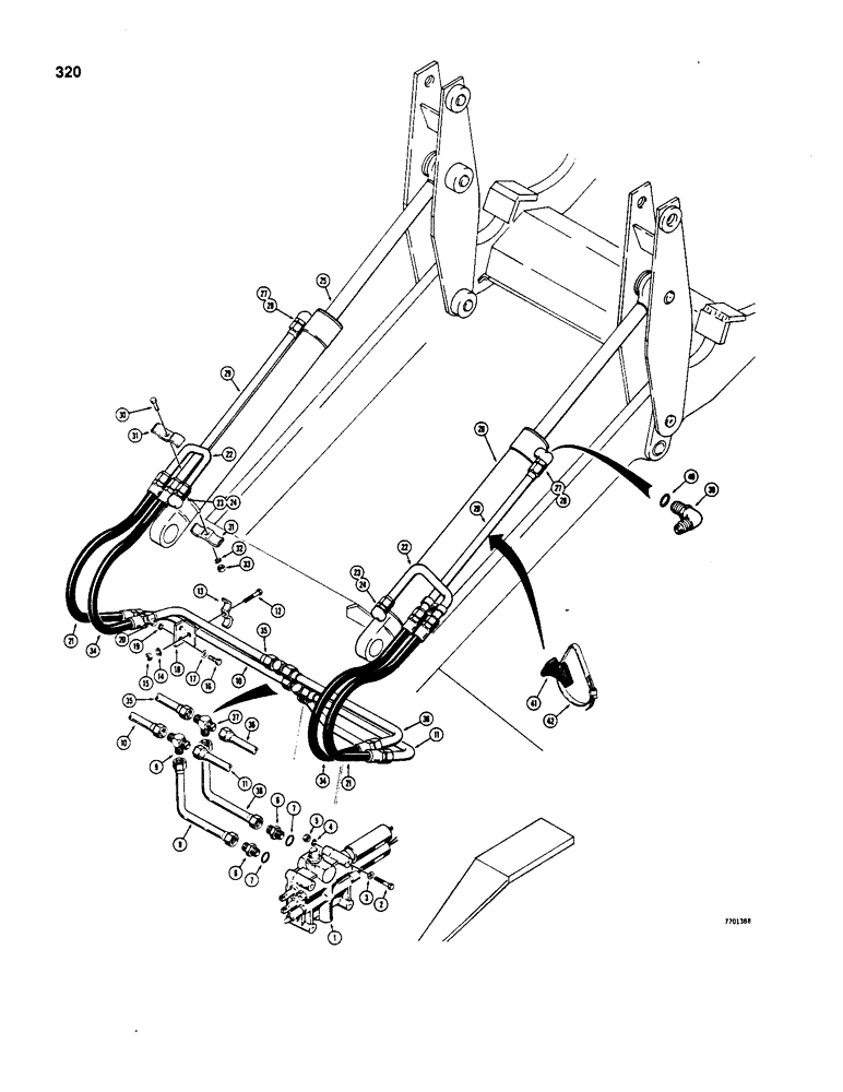 Схема запчастей Case W20B - (320) - LOADER BUCKET TILT HYDRAULIC CIRCUIT (08) - HYDRAULICS