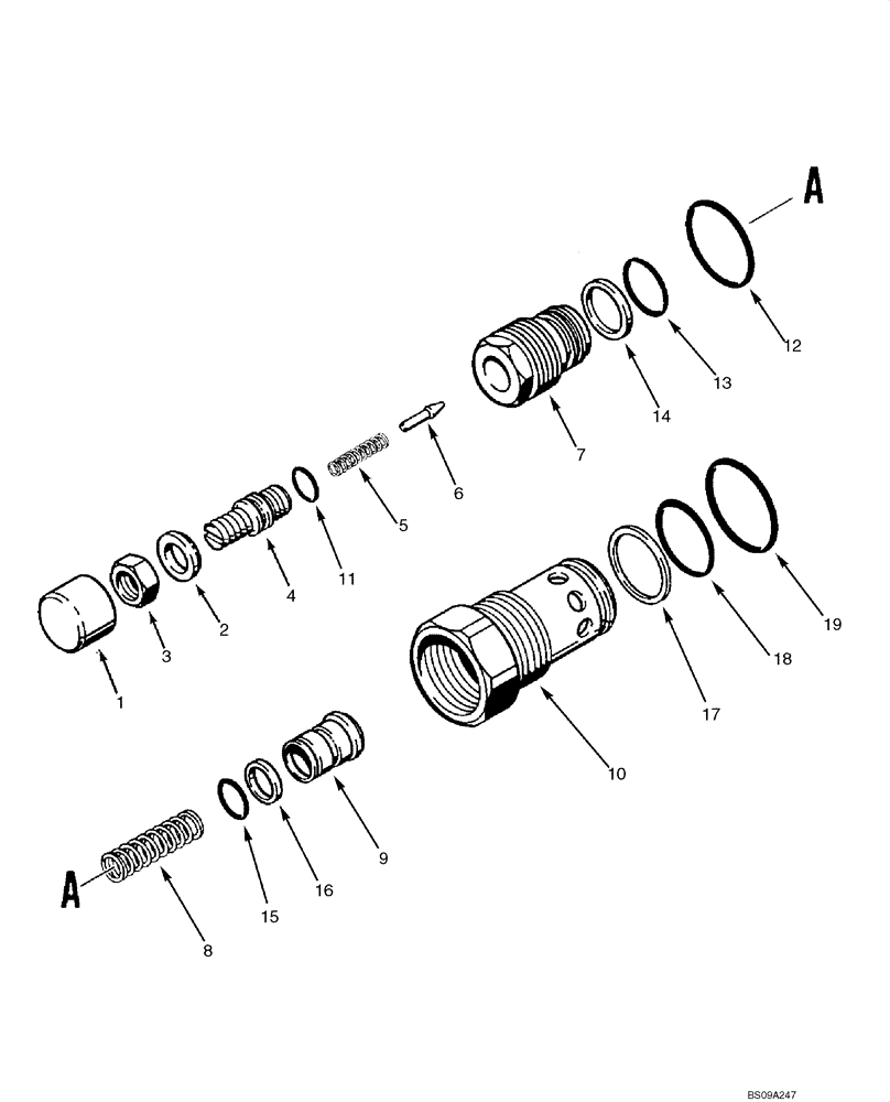 Схема запчастей Case 750L - (08-19) - VALVE ASSY, RELIEF (08) - HYDRAULICS