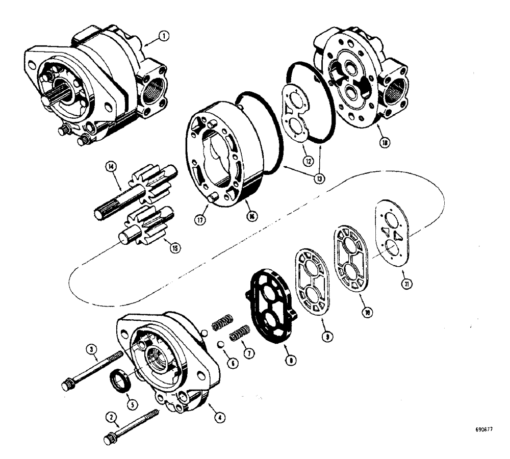 Схема запчастей Case 33 - (206[1]) - *D48950 HYDRAULIC PUMP USED ON HYDRAULIC EXTENDABLE DIPPER MODELS BEFORE BACKHOE SN. 4176351 