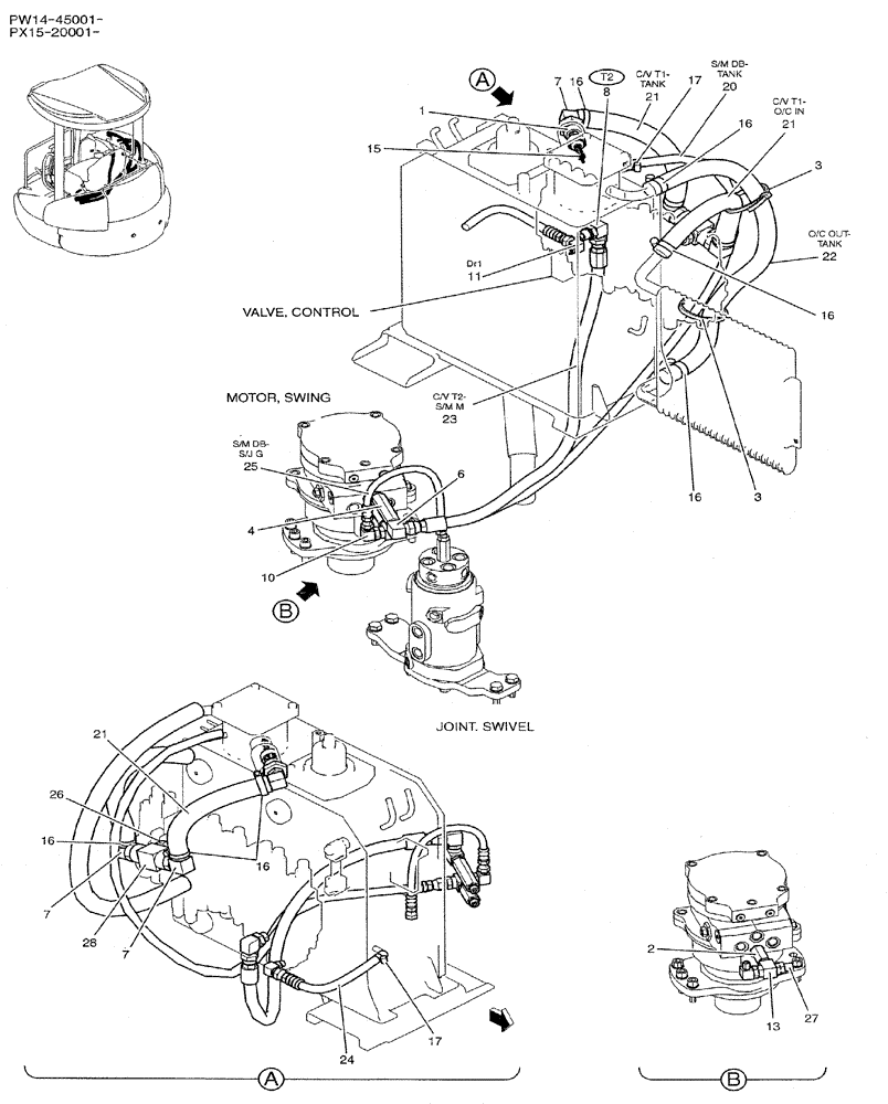 Схема запчастей Case CX31B - (01-024) - HYD LINES, RETURN (35) - HYDRAULIC SYSTEMS