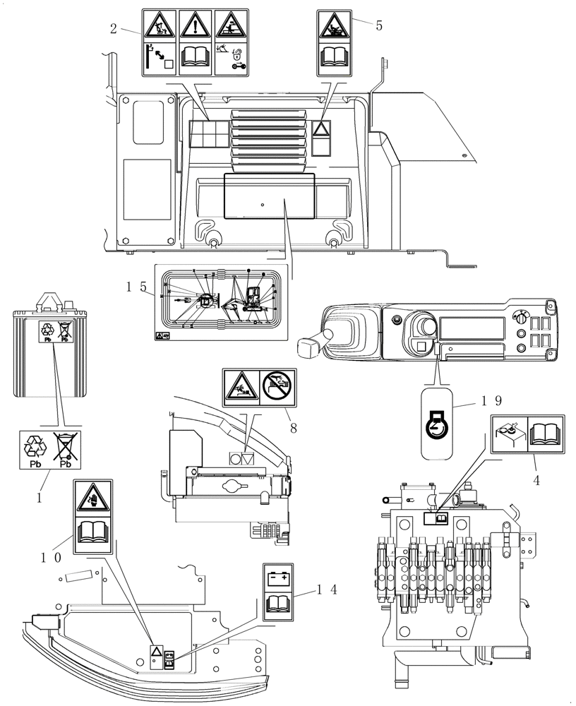 Схема запчастей Case CX31B - (4.520[03]) - DECALS - CANOPY (90) - PLATFORM, CAB, BODYWORK AND DECALS