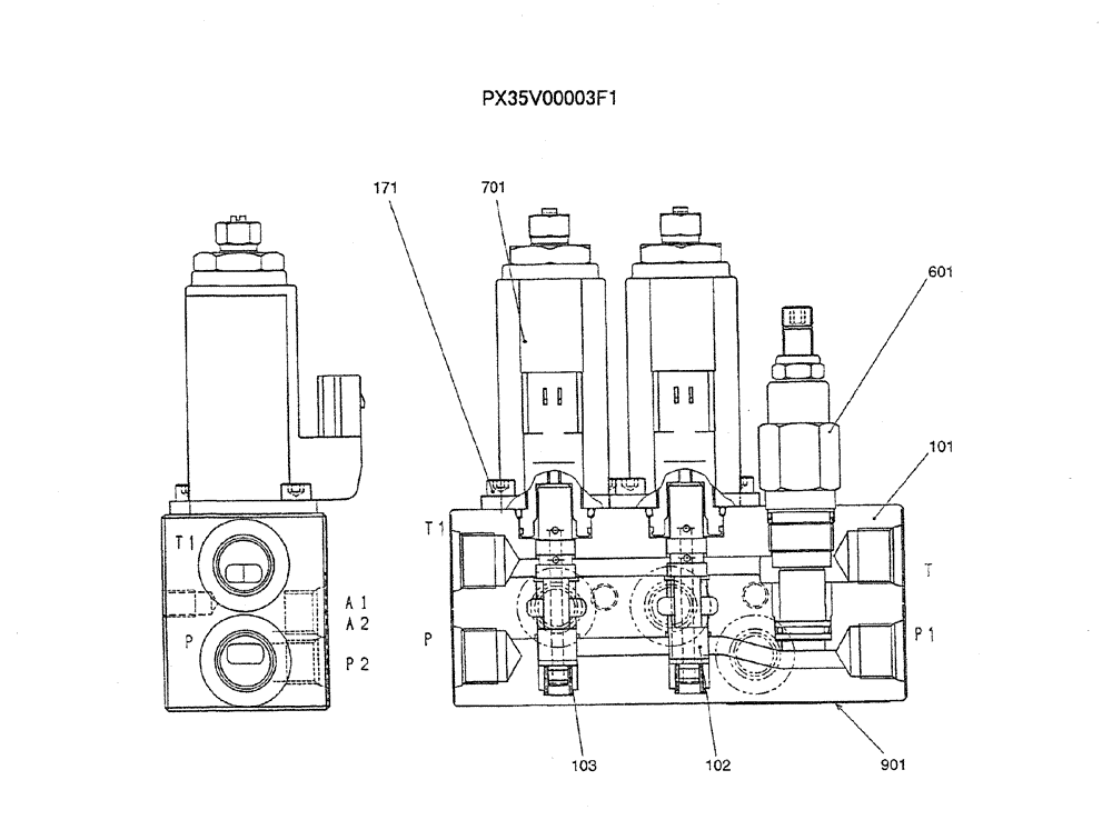 Схема запчастей Case CX36B - (07-044) - VALVE ASSY, SOLENOID ELECTRICAL AND HYDRAULIC COMPONENTS