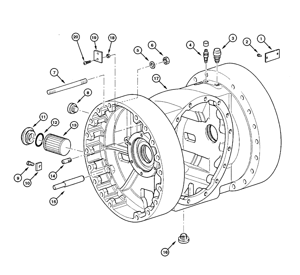 Схема запчастей Case 845 - (06.25[00]) - REAR AXLE GRAZIANO - CENTER HOUSING (06) - POWER TRAIN