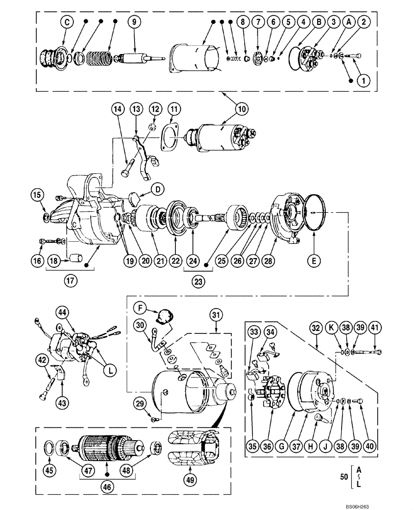 Схема запчастей Case CX210N - (04-01A) - 289334A1 STARTER ASSY (04) - ELECTRICAL SYSTEMS