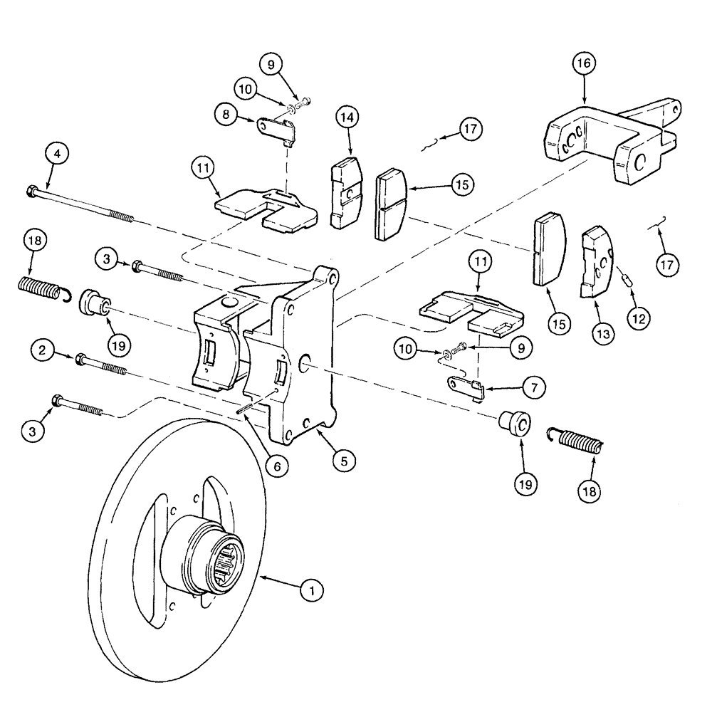 Схема запчастей Case 921B - (7-002) - PARKING BRAKE (07) - BRAKES