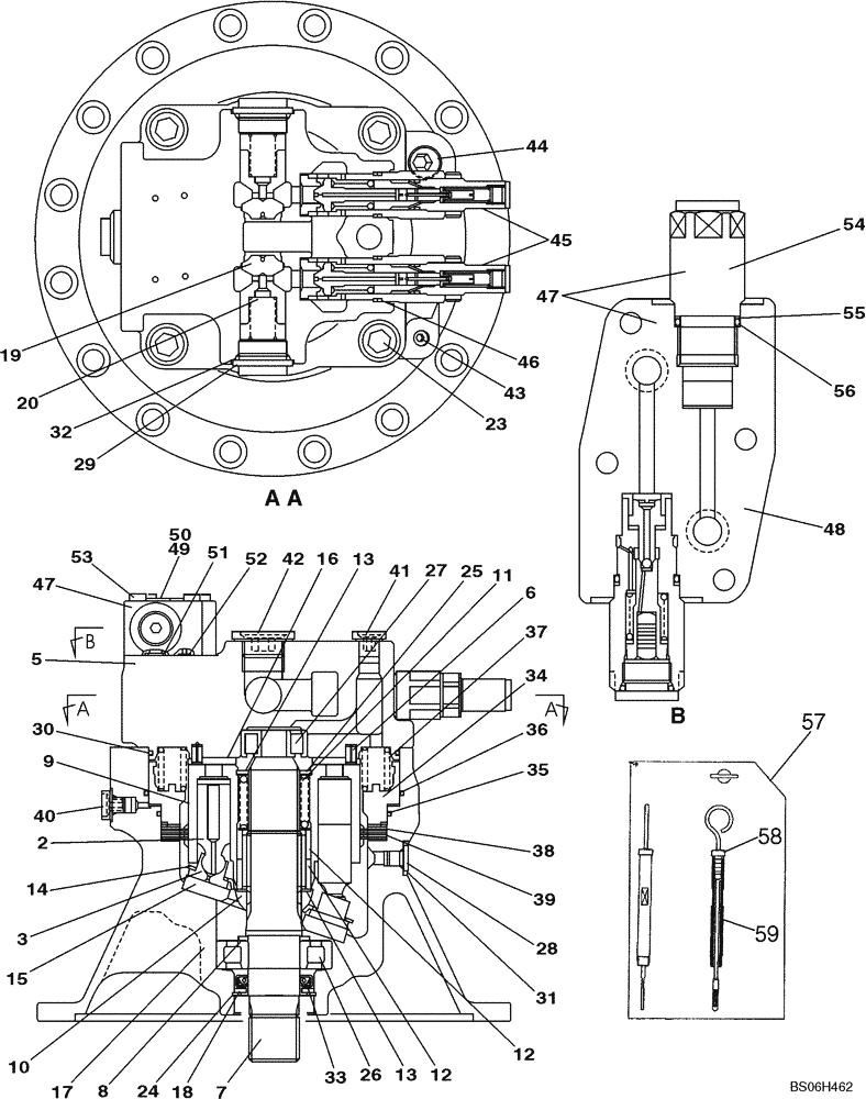 Схема запчастей Case CX240 - (08-36) - KBC0108 MOTOR ASSY - SWING (08) - HYDRAULICS