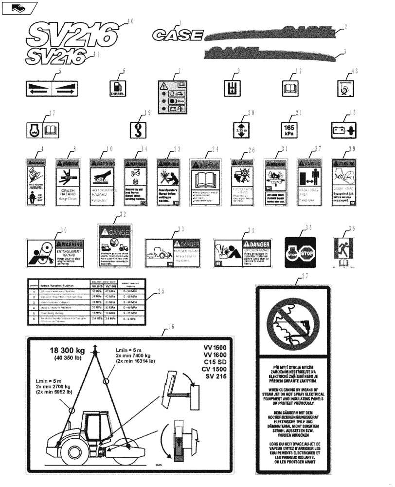 Схема запчастей Case SV216 - (90.108.01) - DECALS, NORTH AMERICAN (GROUP 510 / 69) (ND104962) (90) - PLATFORM, CAB, BODYWORK AND DECALS