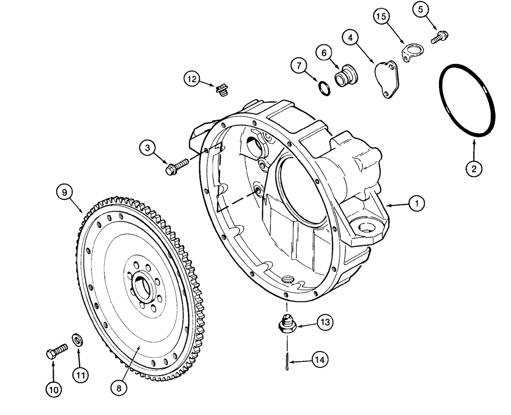 Схема запчастей Case 1150H - (02-20) - FLYWHEEL AND HOUSING (02) - ENGINE