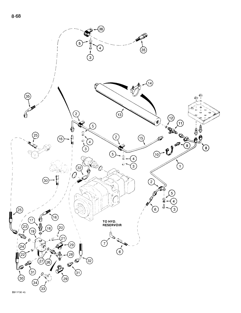 Схема запчастей Case 721 - (8-68) - REMOTE LOADER CONTROL CIRCUIT, RETURN TO HYDRAULIC RESERVOIR VALVE (08) - HYDRAULICS