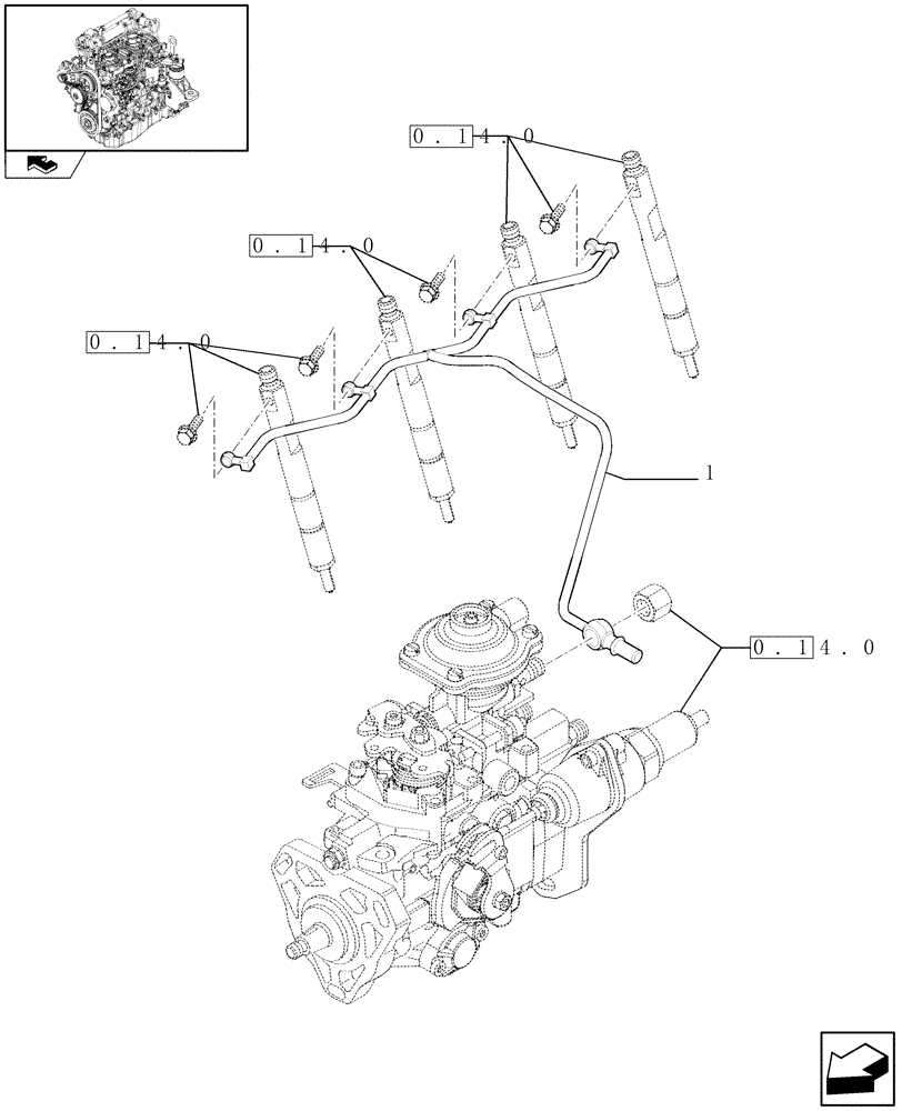 Схема запчастей Case F5CE5454B A002 - (0.20.4) - INJECTION EQUIPMENT - PIPING (504207949) 