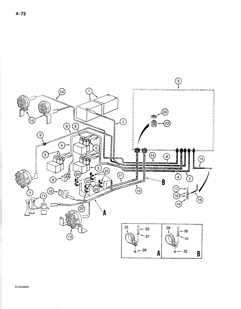 Схема запчастей Case 170B - (4-72) - TURNTABLE ELECTRICAL HARNESS, P.I.N. 74425 THROUGH 74456 (04) - ELECTRICAL SYSTEMS