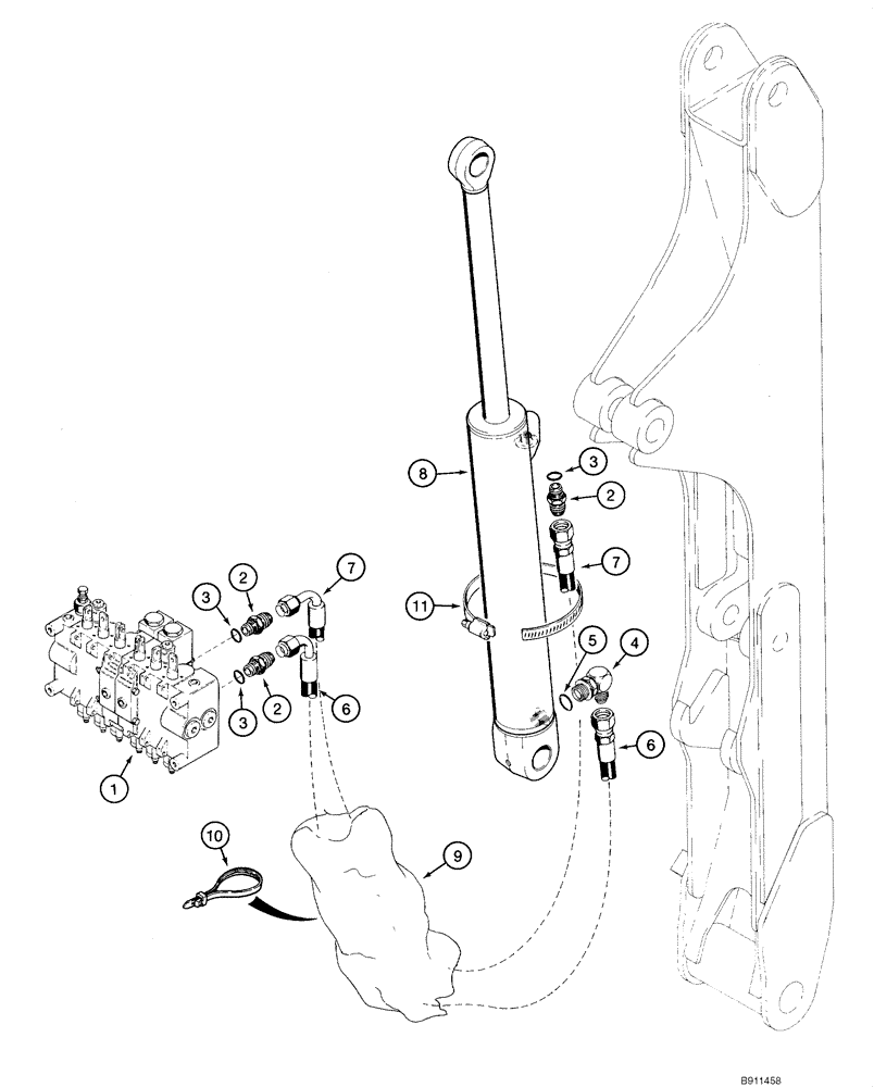 Схема запчастей Case 1840 - (08-51) - HYDRAULIC SYSTEM - BACKHOE DIPPER CYLINDER (D125) (08) - HYDRAULICS