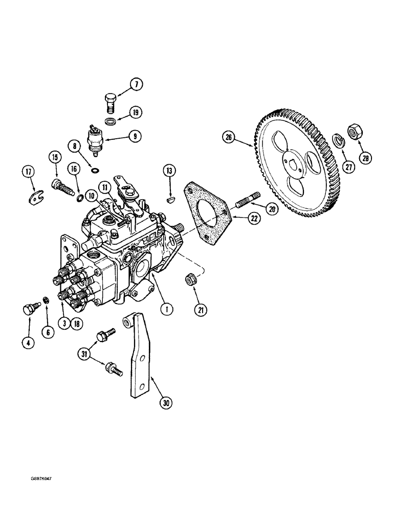 Схема запчастей Case 888 - (3-12) - FUEL INJECTION PUMP AND DRIVE, 6T-590 DIESEL ENGINE (03) - FUEL SYSTEM