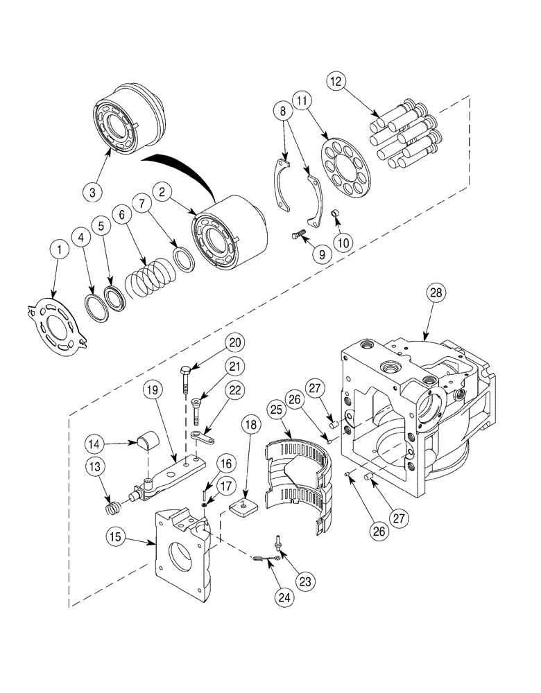 Схема запчастей Case 6030 - (06-05) - PUMPS, FRONT AND REAR HYDROSTATIC CYLINDER BLOCK AND SWASH PLATE (06) - POWER TRAIN