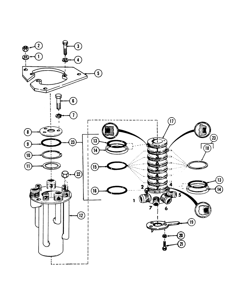 Схема запчастей Case 50 - (8-226) - 7-PORT SWIVEL AND RELATED PARTS (08) - HYDRAULICS