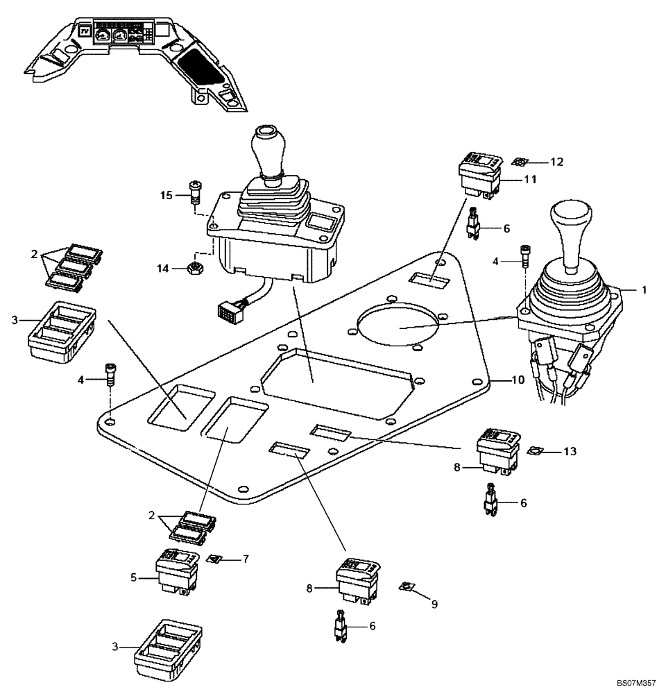 Схема запчастей Case 325 - (5.652A[20A]) - ELECTRICAL EQUIPMENT - SIDE INSTRUMENT PANEL (87442868) (10) - Cab/Cowlings