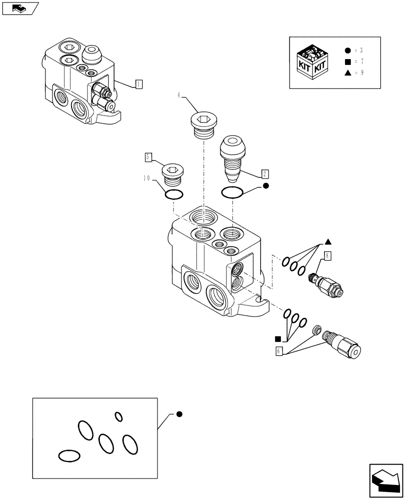 Схема запчастей Case 580SN WT - (35.726.5601[02]) - BACKHOE CONTROL VALVE - INLET SECTION (35) - HYDRAULIC SYSTEMS