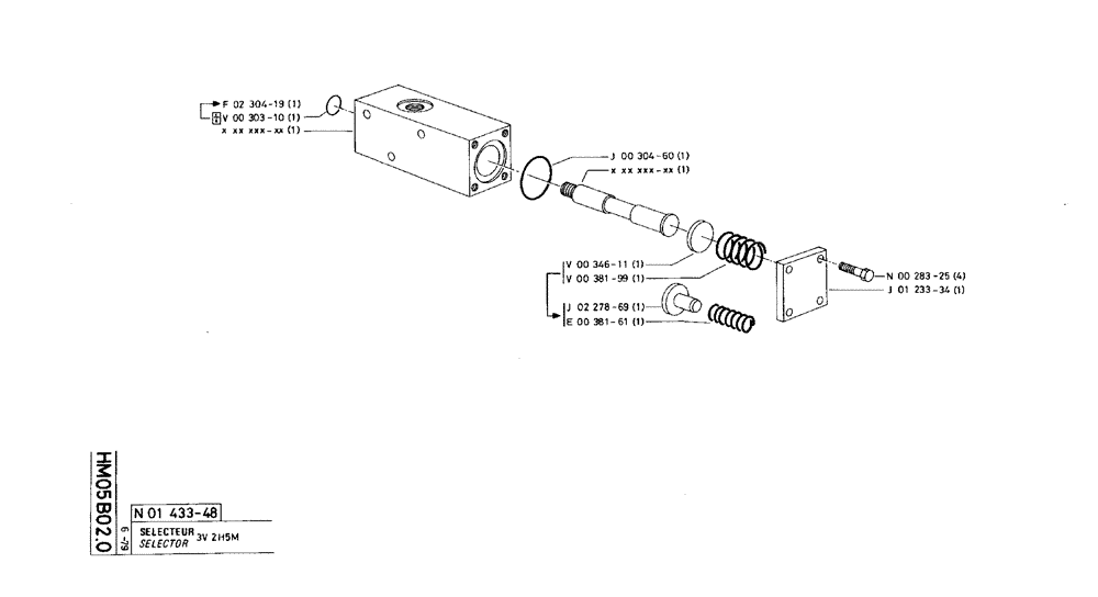 Схема запчастей Case 75C - (HM05 B02.0) - SELECTOR - 3V 2H5M (07) - HYDRAULIC SYSTEM