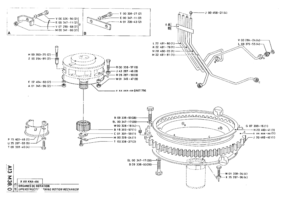 Схема запчастей Case 75C - (A13 M38.0) - UPPERSTRUCTURE SWING MOTION MECHANISM (05) - UPPERSTRUCTURE CHASSIS