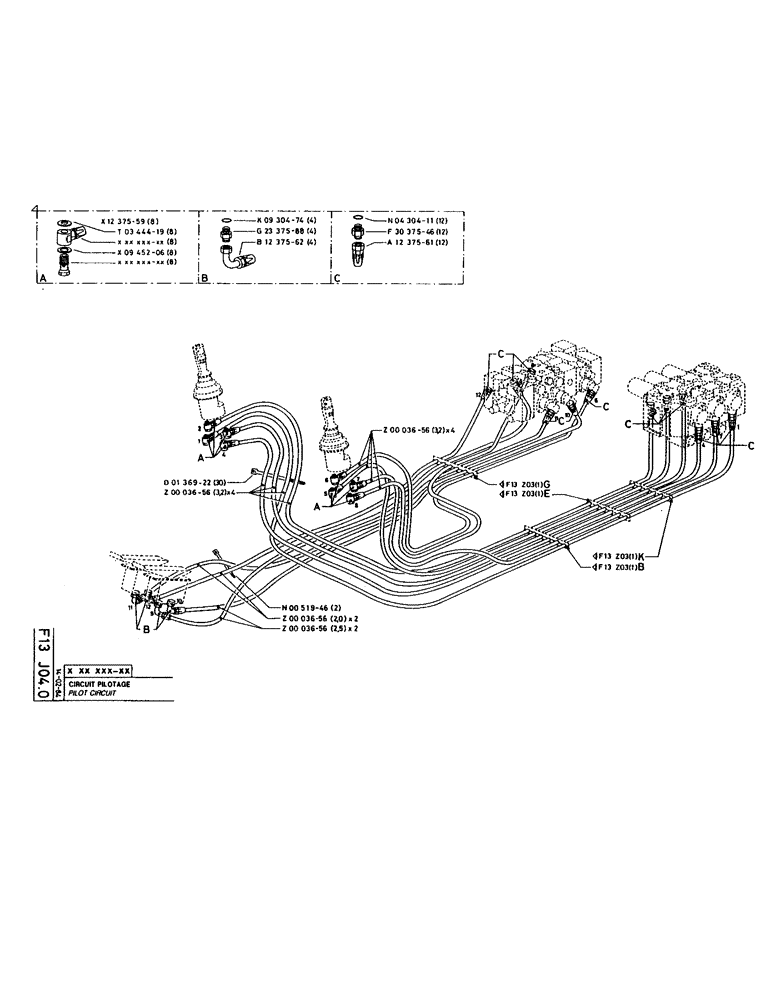 Схема запчастей Case 220 - (124) - PILOT CIRCUIT (07) - HYDRAULIC SYSTEM