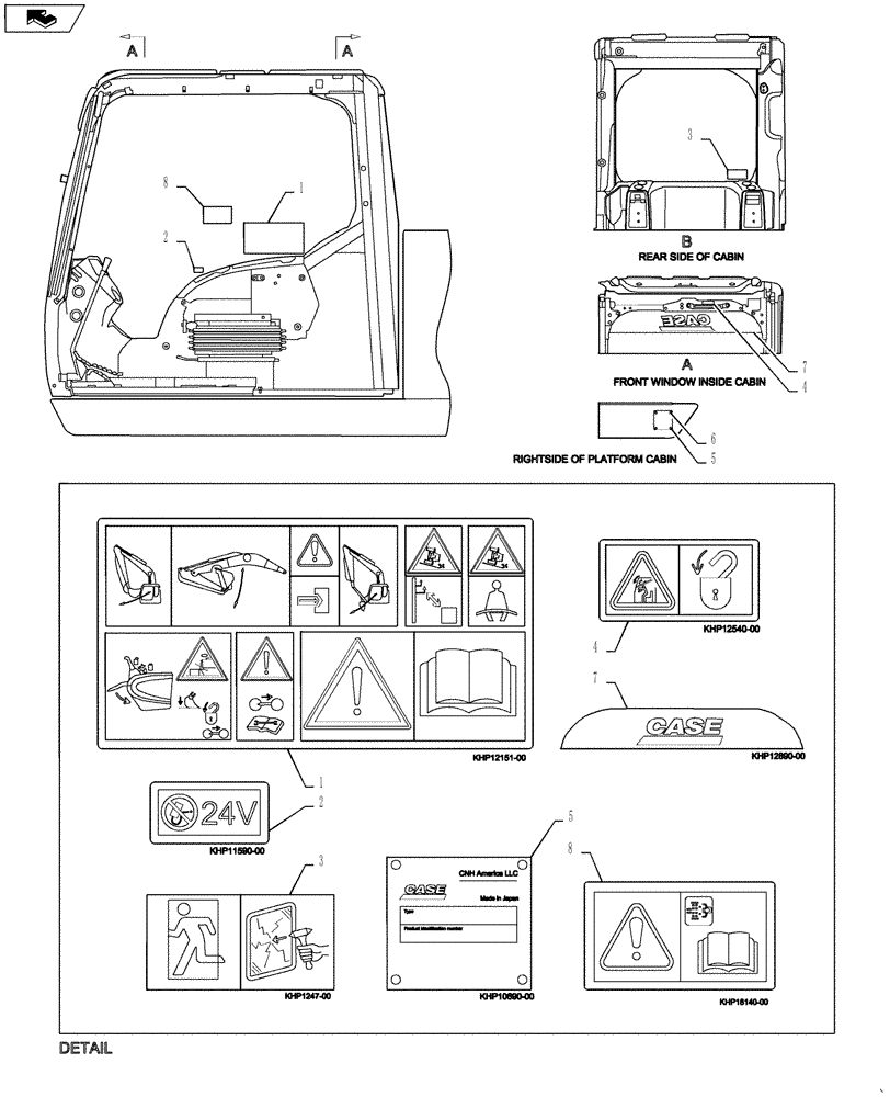 Схема запчастей Case CX470C - (09-400-00) - DECAL (05.1) - UPPERSTRUCTURE CHASSIS/ATTACHMENTS