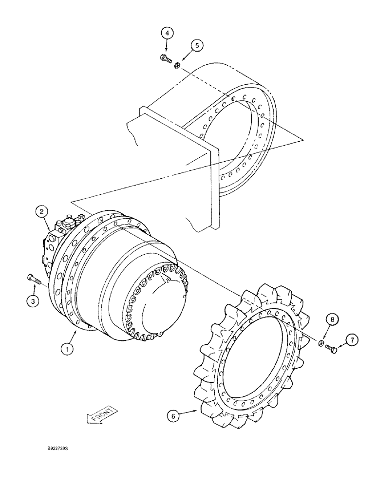 Схема запчастей Case 9050B - (6-02) - FINAL DRIVE TRANSMISSION AND TRACK DRIVE MOTOR (06) - POWER TRAIN