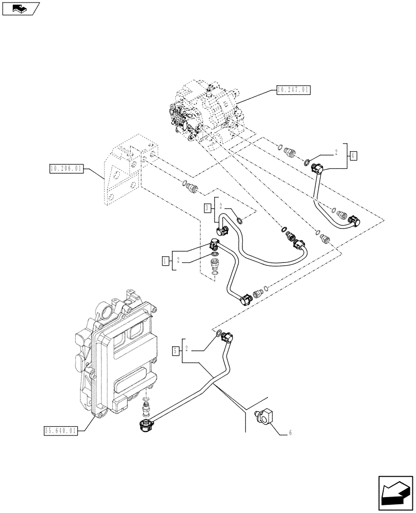 Схема запчастей Case 521F - (10.218.01) - PIPING - FUEL (10) - ENGINE