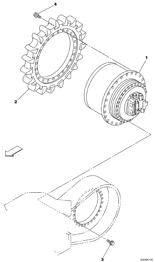 Схема запчастей Case CX460 - (06-01) - TRAVEL MOTOR AND REDUCTION GEAR (06) - POWER TRAIN